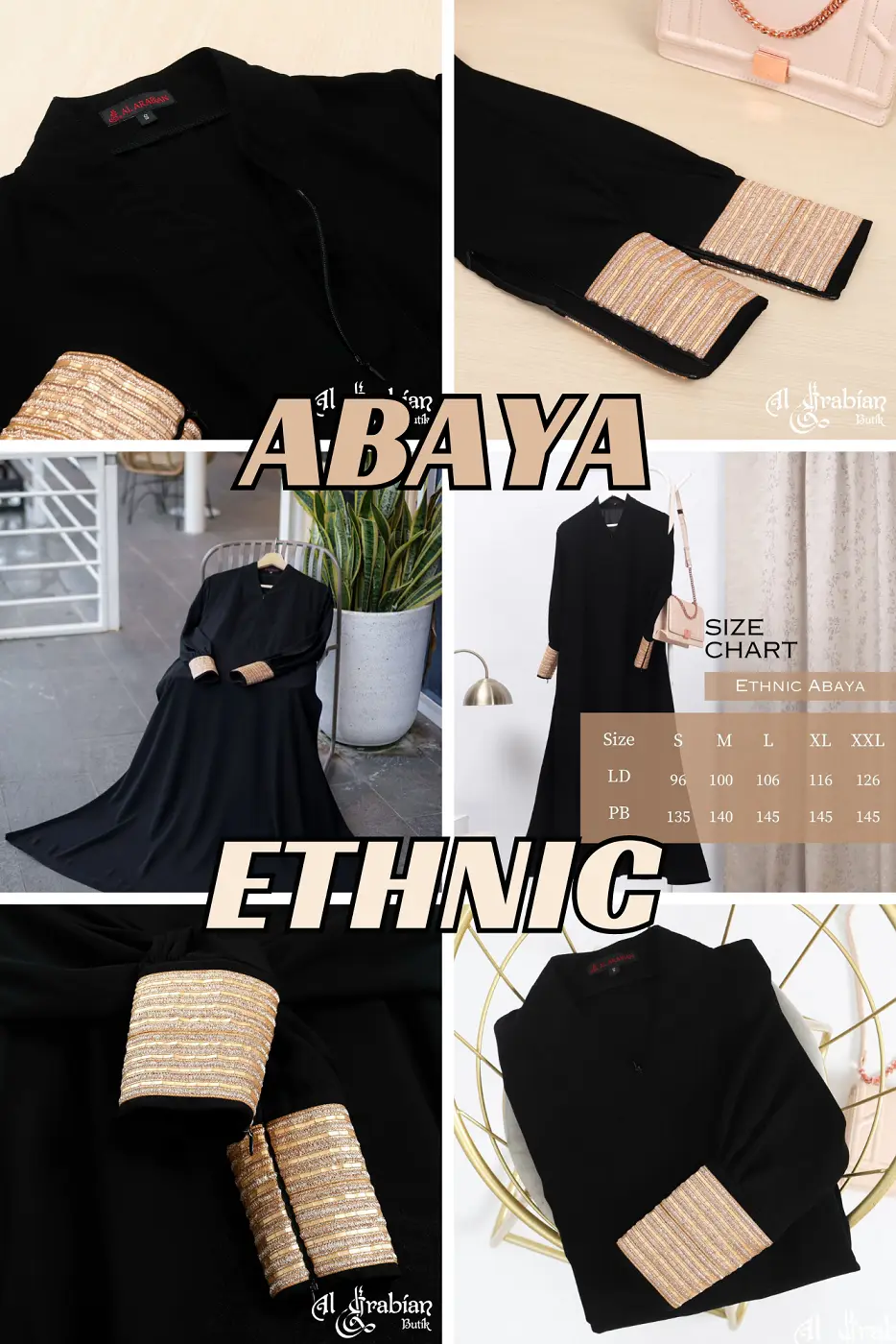 AL ARABIAN ABAYA ETHNIC JETBLACK GAMIS ONLY DEWASA